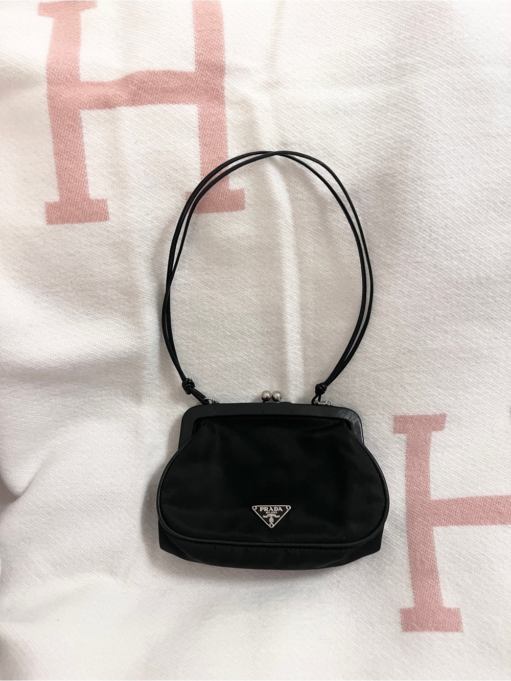 PRADA⭐️Authentic! Black Nylon Mini Frame click-lock mini tote Prada Bag - Picture 5 of 12